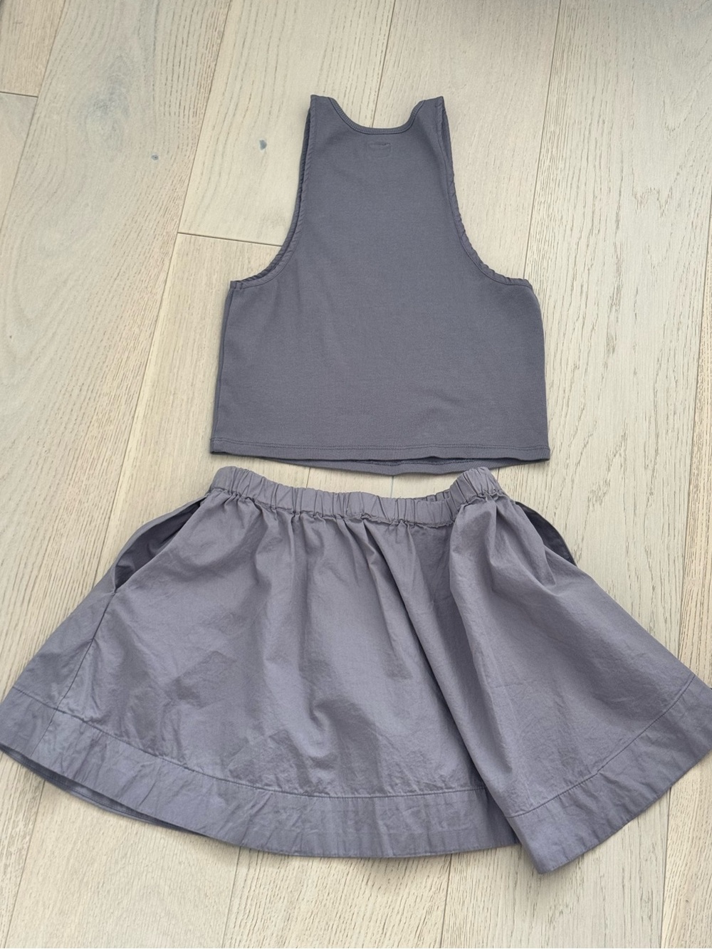 Free People Gray Blue Crop Tank & Mini Skirt Matching Set XS - Picture 8 of 8